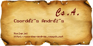 Csordás András névjegykártya